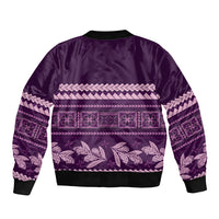 Purple Samoa Siapo Teuila Flowers Sleeve Zip Bomber Jacket LT14 - Polynesian Pride