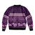 Purple Samoa Siapo Teuila Flowers Sleeve Zip Bomber Jacket