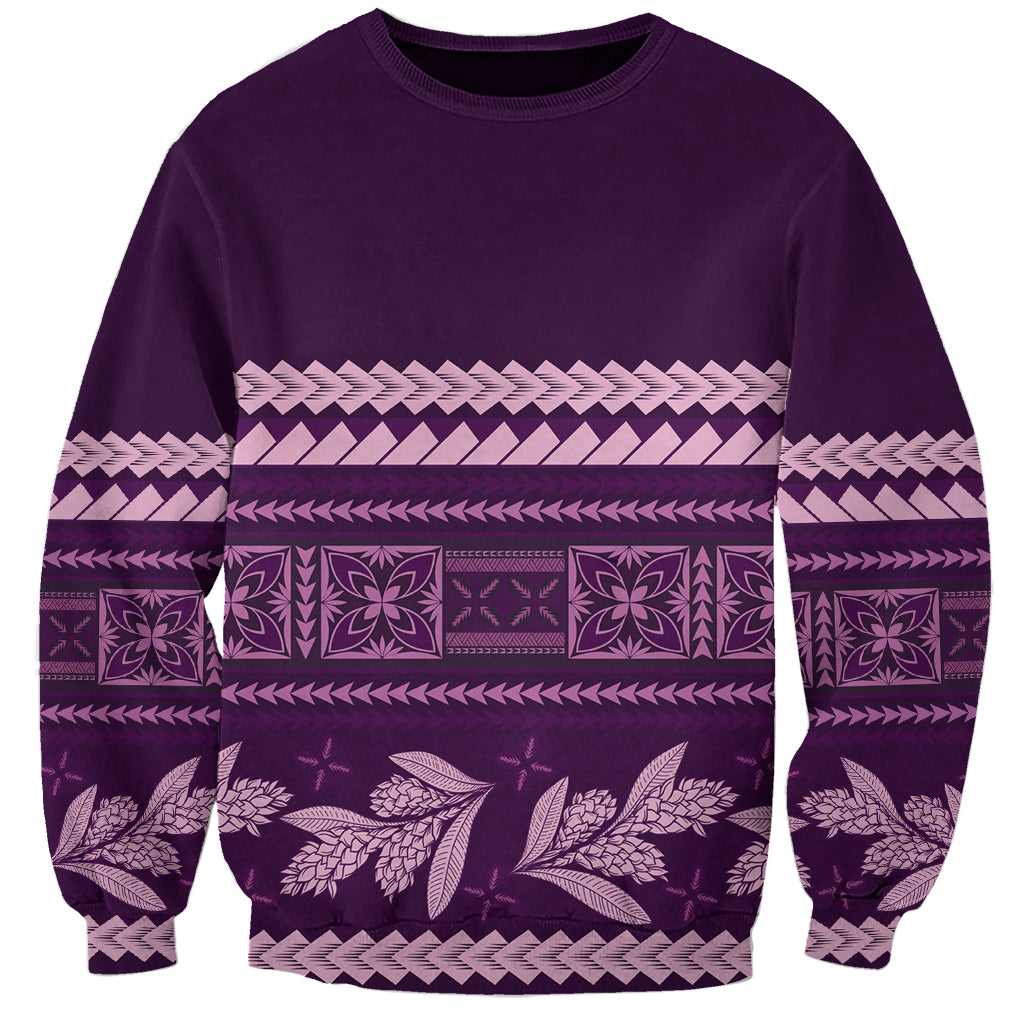 Purple Samoa Siapo Teuila Flowers Sweatshirt LT14 Unisex Purple - Polynesian Pride