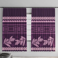Purple Samoa Siapo Teuila Flowers Window Curtain LT14 With Hooks Purple - Polynesian Pride