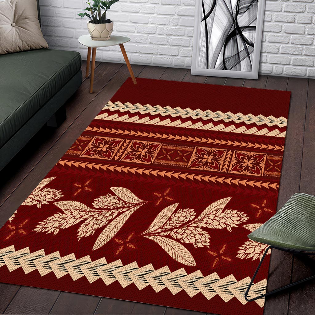 Red Samoa Siapo Teuila Flowers Area Rug LT14 Red - Polynesian Pride