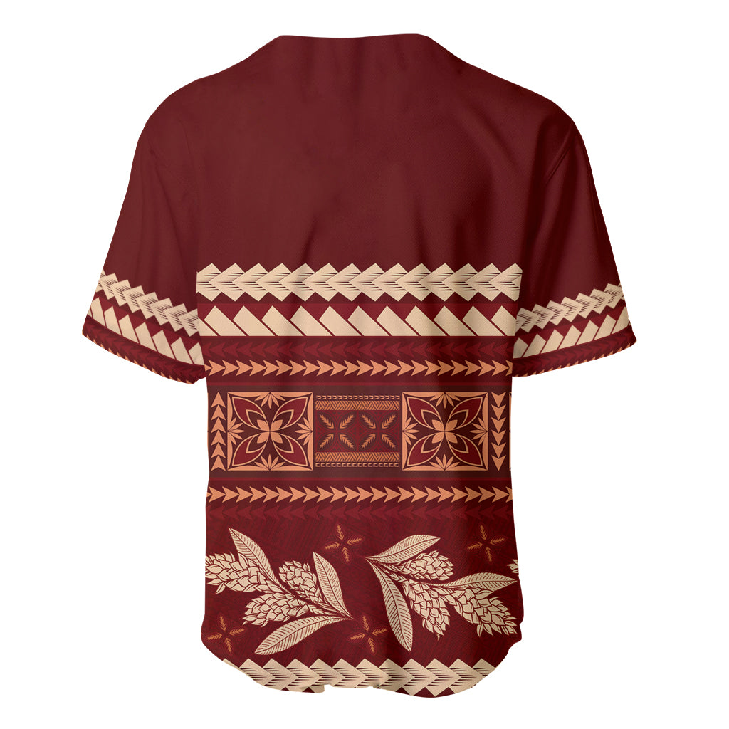 Red Samoa Siapo Teuila Flowers Baseball Jersey LT14 - Polynesian Pride