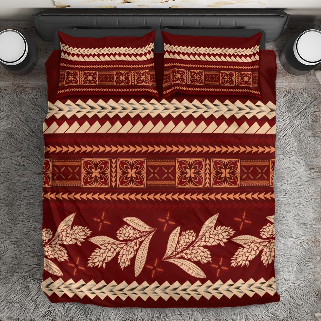 Red Samoa Siapo Teuila Flowers Bedding Set LT14 Red - Polynesian Pride