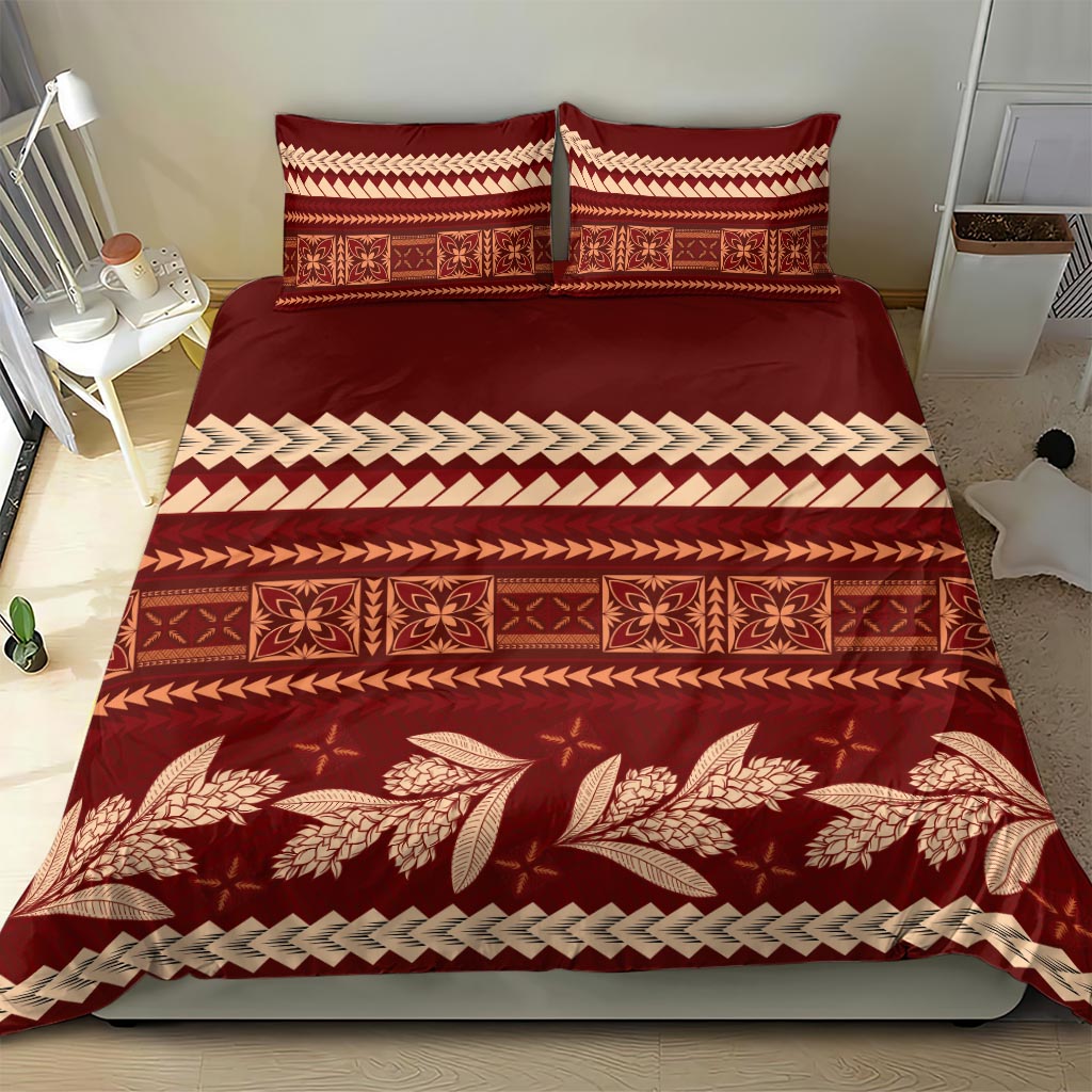 Red Samoa Siapo Teuila Flowers Bedding Set LT14 - Polynesian Pride