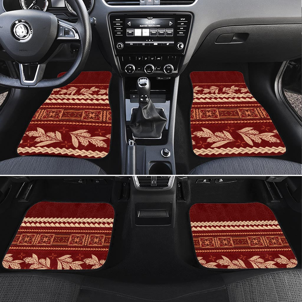 Red Samoa Siapo Teuila Flowers Car Mats LT14 Set 4pcs Red - Polynesian Pride