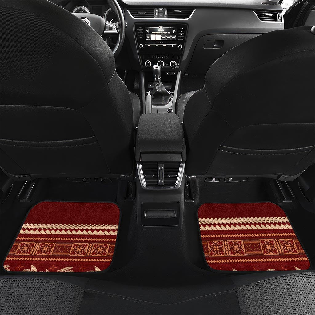 Red Samoa Siapo Teuila Flowers Car Mats LT14 Set 2pcs - Back Red - Polynesian Pride
