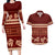 Red Samoa Siapo Teuila Flowers Couples Matching Long Sleeve Bodycon Dress and Hawaiian Shirt