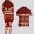 Red Samoa Siapo Teuila Flowers Couples Matching Long Sleeve Bodycon Dress and Hawaiian Shirt