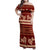 Red Samoa Siapo Teuila Flowers Family Matching Off Shoulder Maxi Dress and Hawaiian Shirt