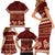 Red Samoa Siapo Teuila Flowers Family Matching Short Sleeve Bodycon Dress and Hawaiian Shirt