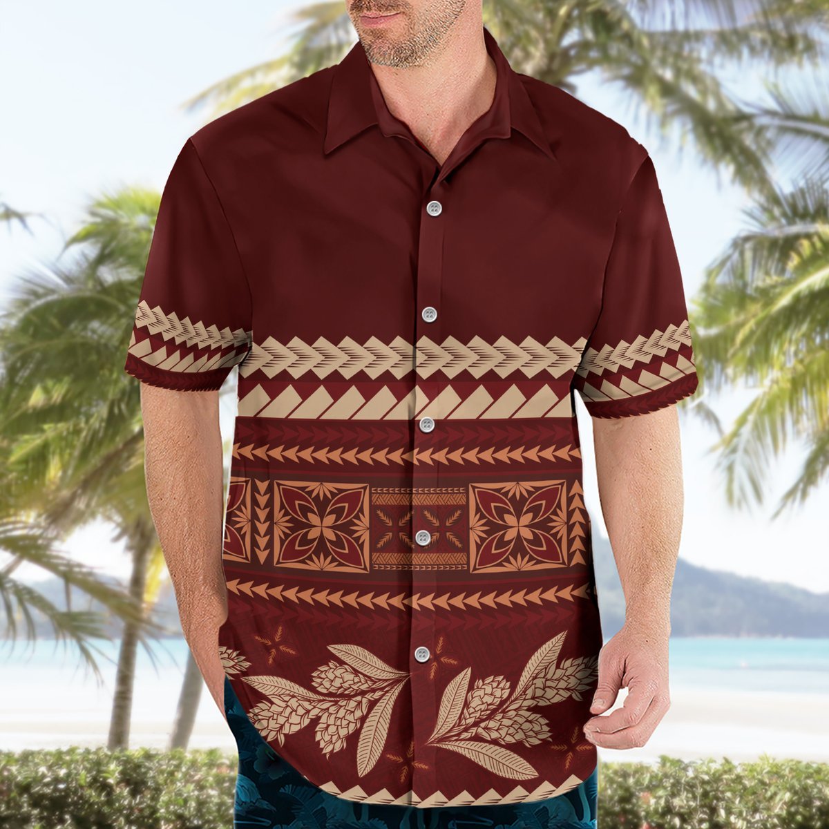 Red Samoa Siapo Teuila Flowers Hawaiian Shirt LT14 - Polynesian Pride