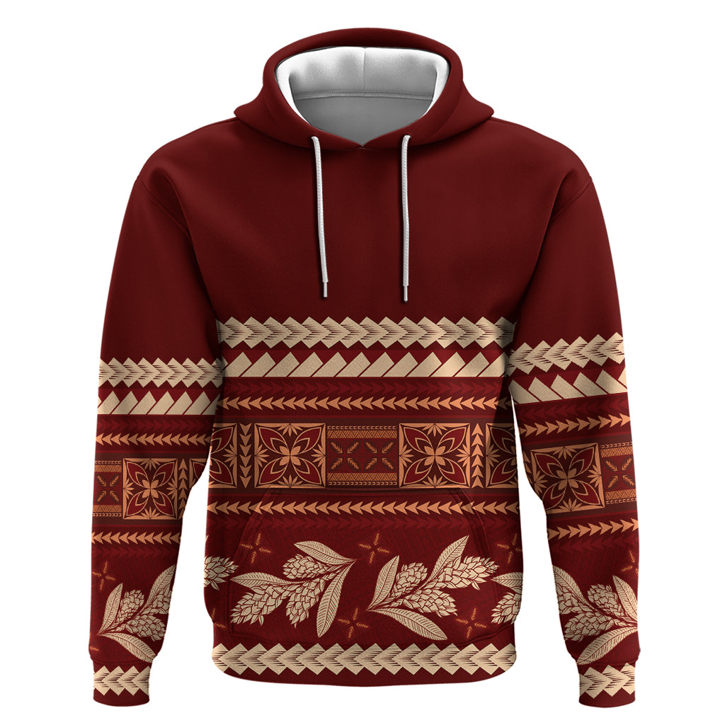 Red Samoa Siapo Teuila Flowers Hoodie LT14 Pullover Hoodie Red - Polynesian Pride