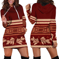 Red Samoa Siapo Teuila Flowers Hoodie Dress LT14 - Polynesian Pride