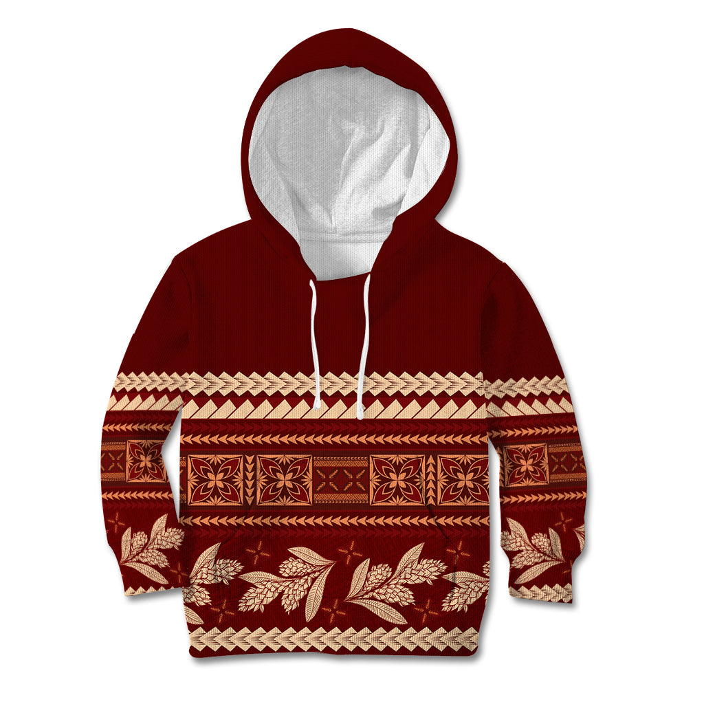 Red Samoa Siapo Teuila Flowers Kid Hoodie LT14 Hoodie Red - Polynesian Pride