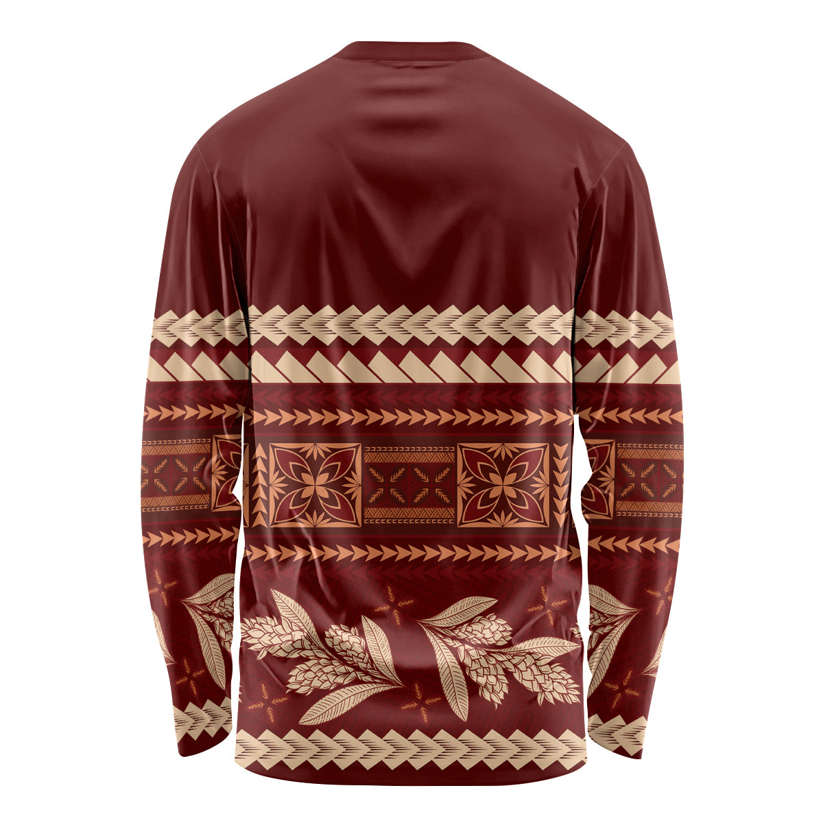 Red Samoa Siapo Teuila Flowers Long Sleeve Shirt LT14 - Polynesian Pride
