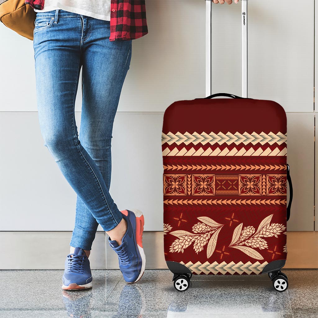 Red Samoa Siapo Teuila Flowers Luggage Cover LT14 - Polynesian Pride