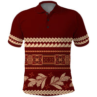Red Samoa Siapo Teuila Flowers Polo Shirt LT14 Red - Polynesian Pride
