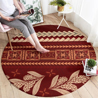 Red Samoa Siapo Teuila Flowers Round Carpet LT14 - Polynesian Pride