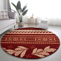 Red Samoa Siapo Teuila Flowers Round Carpet LT14 - Polynesian Pride