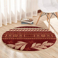 Red Samoa Siapo Teuila Flowers Round Carpet LT14 - Polynesian Pride