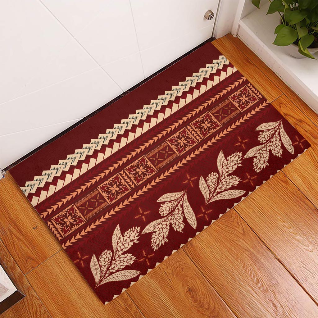 Red Samoa Siapo Teuila Flowers Rubber Doormat LT14 Red - Polynesian Pride