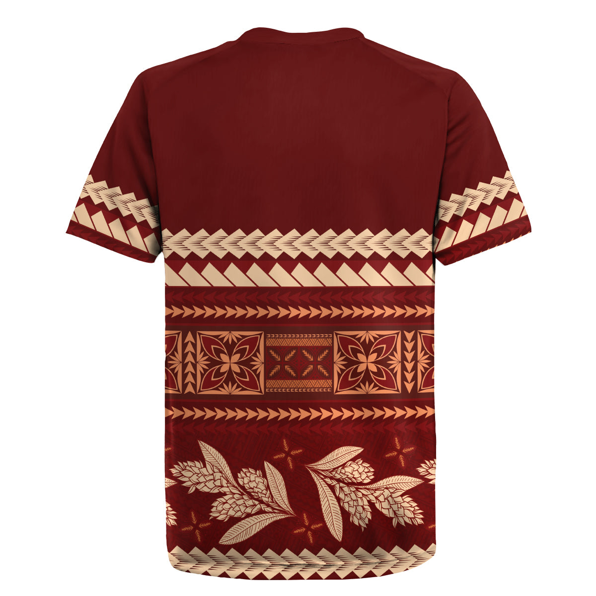 Red Samoa Siapo Teuila Flowers Rugby Jersey LT14 - Polynesian Pride