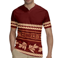 Red Samoa Siapo Teuila Flowers Rugby Jersey LT14 - Polynesian Pride