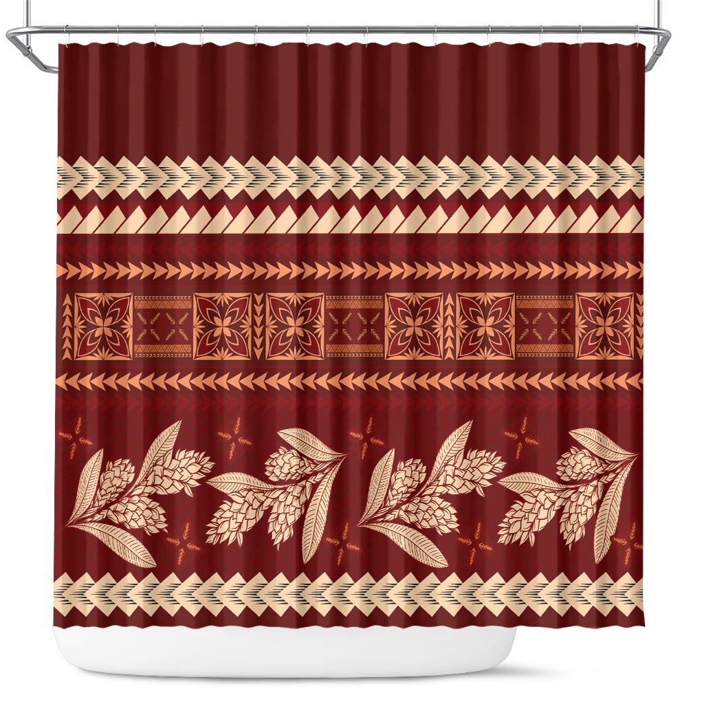 Red Samoa Siapo Teuila Flowers Shower Curtain LT14 Red - Polynesian Pride