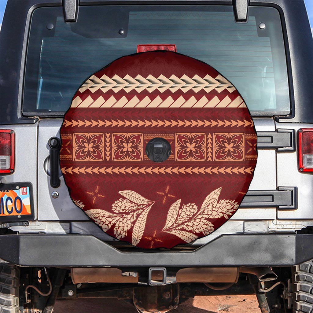 Red Samoa Siapo Teuila Flowers Spare Tire Cover