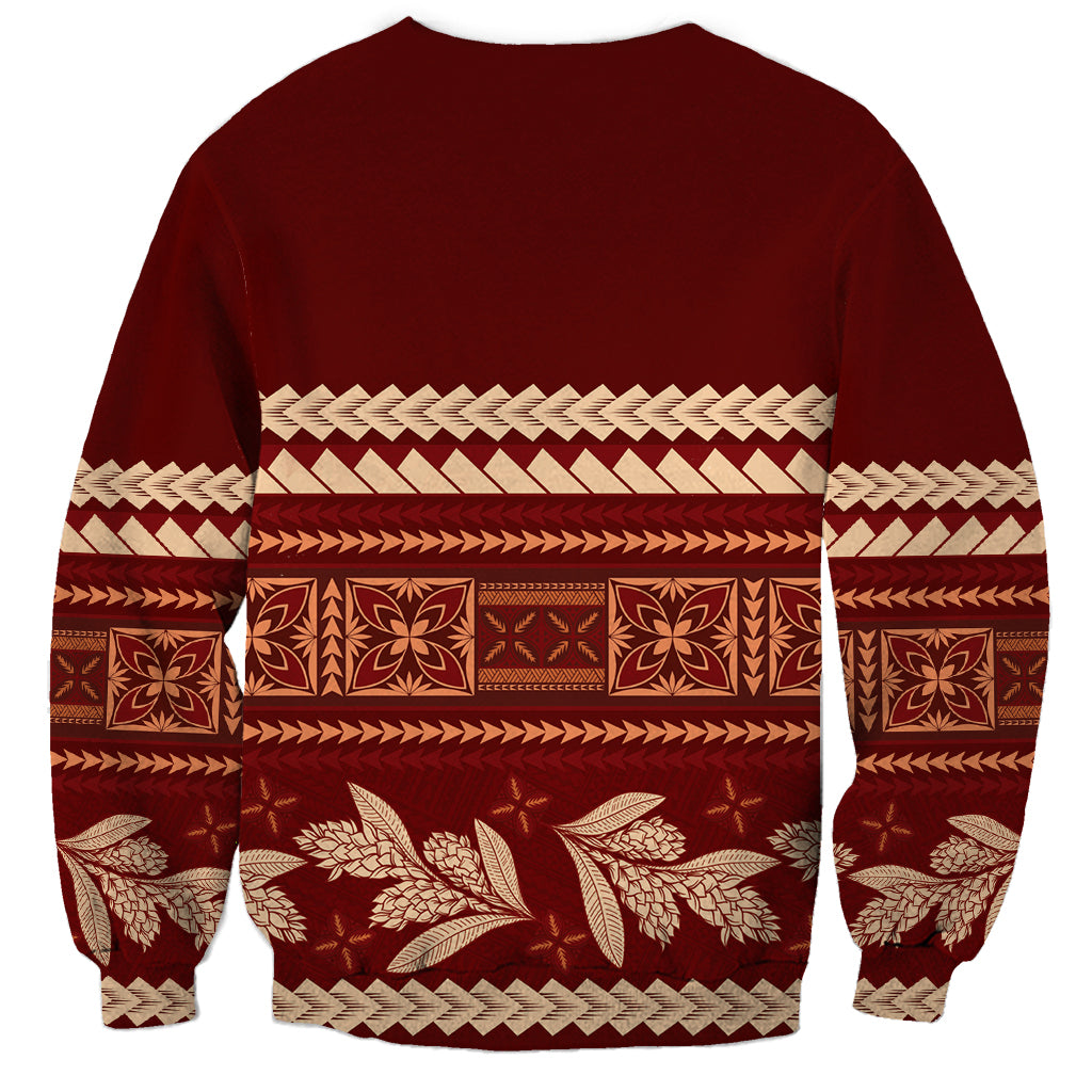 Red Samoa Siapo Teuila Flowers Sweatshirt LT14 - Polynesian Pride