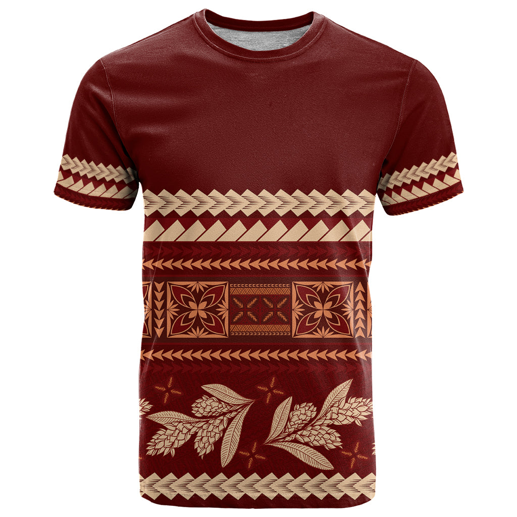 Red Samoa Siapo Teuila Flowers T Shirt LT14 Red - Polynesian Pride