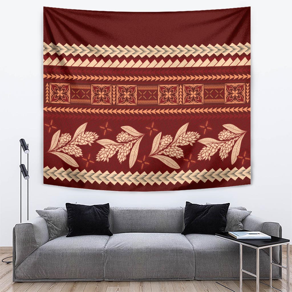 Red Samoa Siapo Teuila Flowers Tapestry LT14 Red - Polynesian Pride