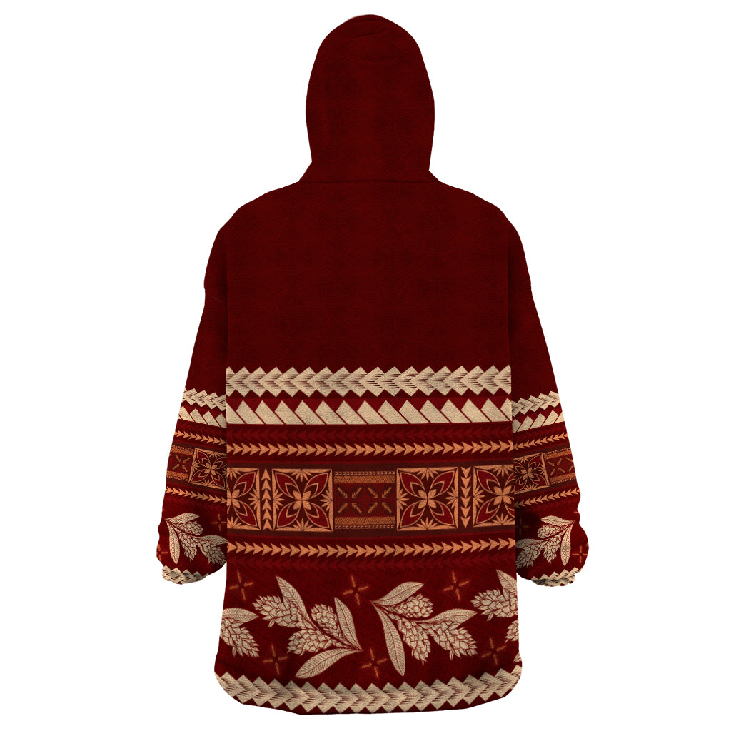 Red Samoa Siapo Teuila Flowers Wearable Blanket Hoodie LT14 - Polynesian Pride