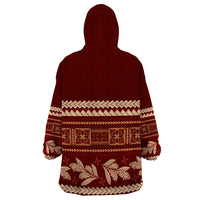 Red Samoa Siapo Teuila Flowers Wearable Blanket Hoodie LT14 - Polynesian Pride