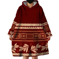 Red Samoa Siapo Teuila Flowers Wearable Blanket Hoodie LT14 - Polynesian Pride