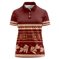 Red Samoa Siapo Teuila Flowers Women Polo Shirt LT14 Female Red - Polynesian Pride
