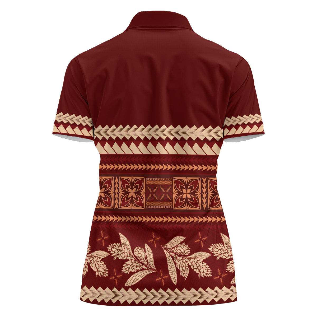 Red Samoa Siapo Teuila Flowers Women Polo Shirt LT14 - Polynesian Pride