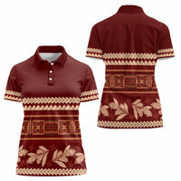 Red Samoa Siapo Teuila Flowers Women Polo Shirt LT14 - Polynesian Pride