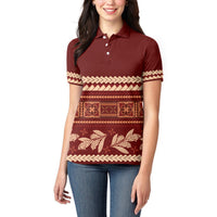 Red Samoa Siapo Teuila Flowers Women Polo Shirt LT14 - Polynesian Pride