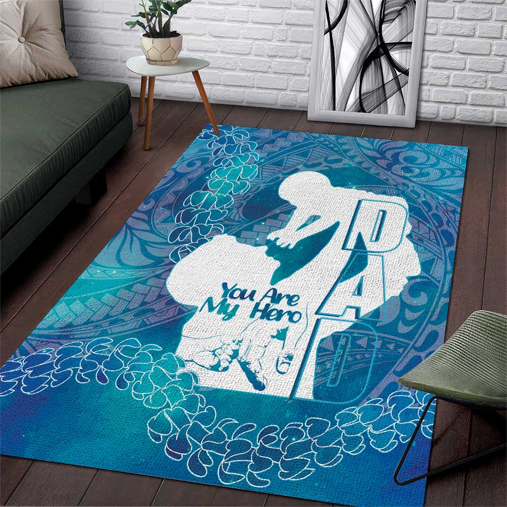 Turquoise Polynesia Father's Day Area Rug Dad You Are My Hero LT14 Turquoise - Polynesian Pride