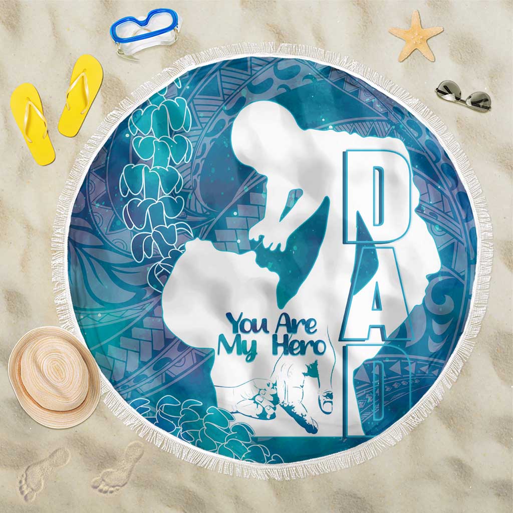 Turquoise Polynesia Father's Day Beach Blanket Dad You Are My Hero LT14 One Size 150cm Turquoise - Polynesian Pride