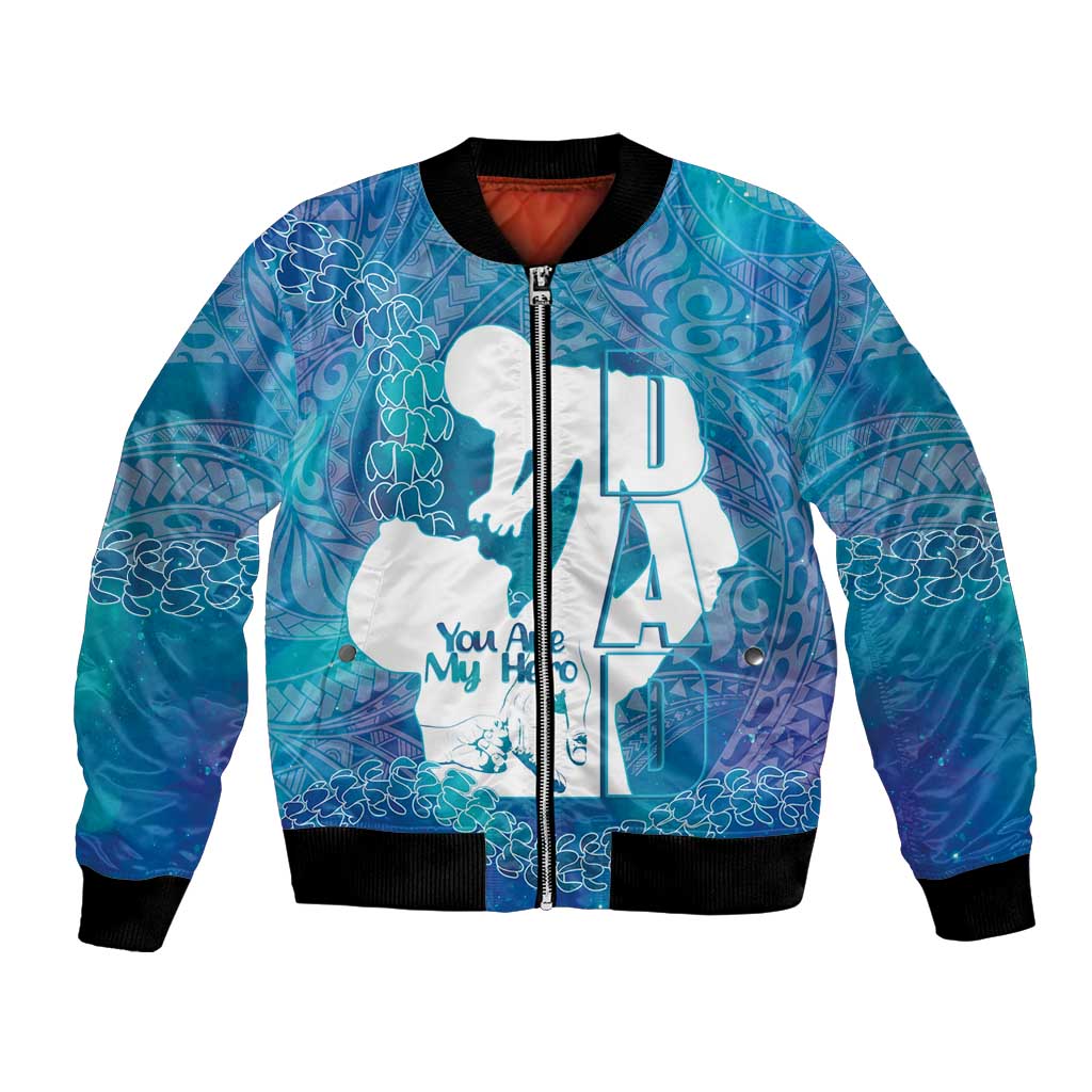 Turquoise Polynesia Father's Day Bomber Jacket Dad You Are My Hero LT14 Unisex Turquoise - Polynesian Pride