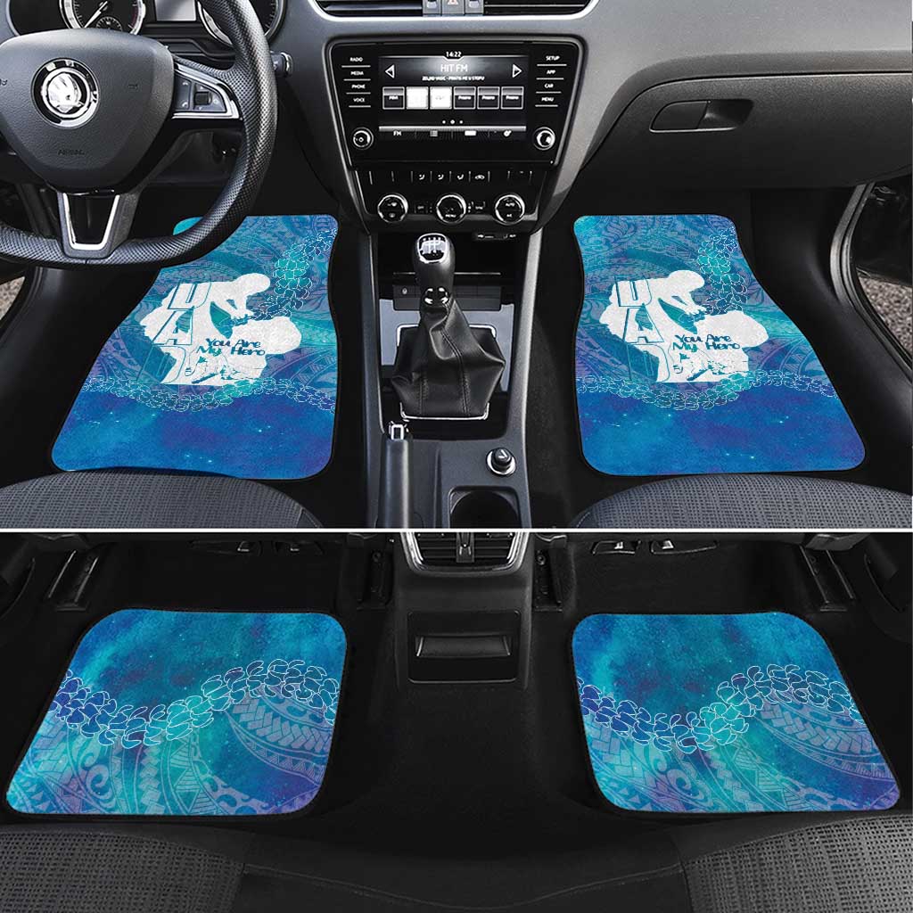 Turquoise Polynesia Father's Day Car Mats Dad You Are My Hero LT14 Set 4pcs Turquoise - Polynesian Pride