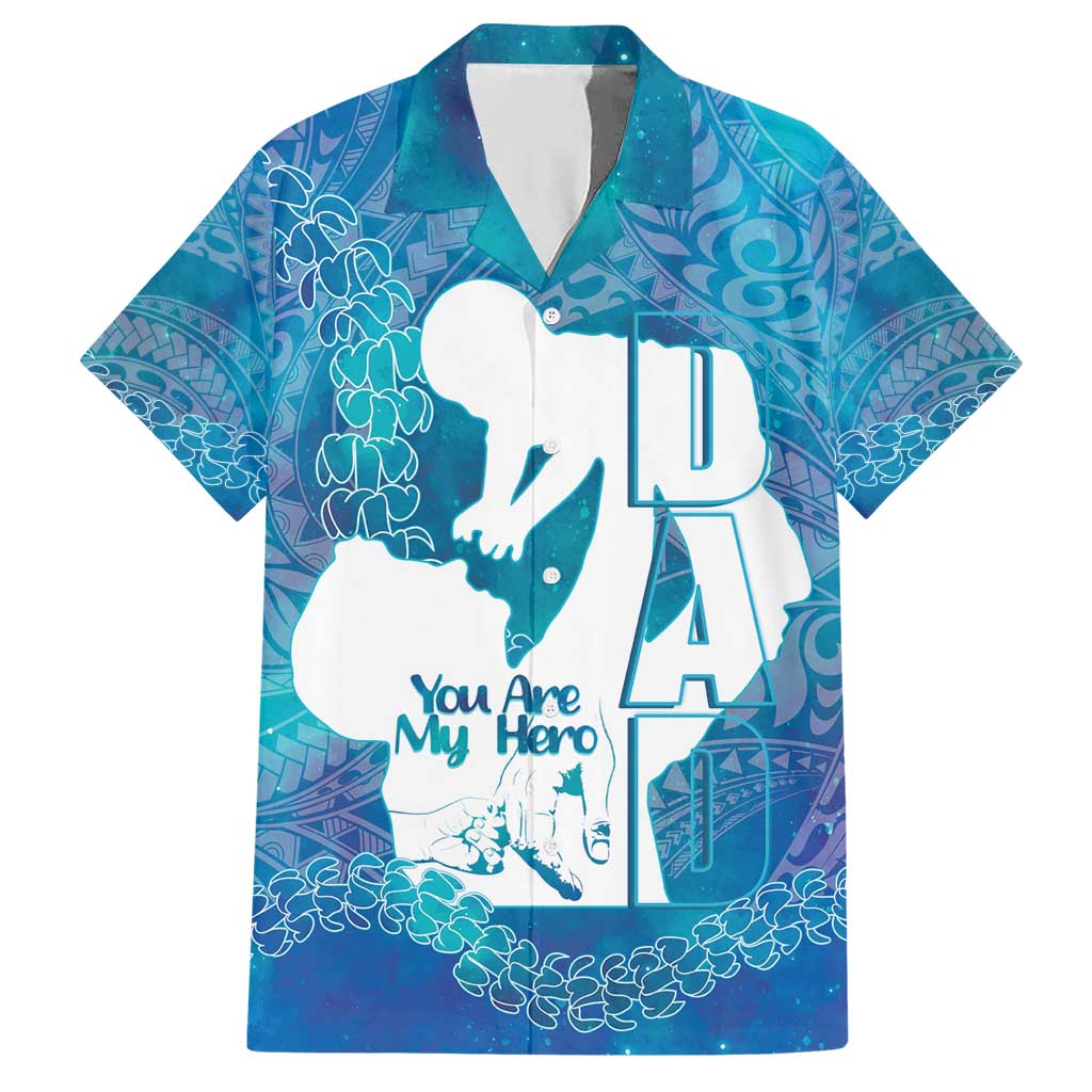 Turquoise Polynesia Father's Day Hawaiian Shirt Dad You Are My Hero LT14 Turquoise - Polynesian Pride