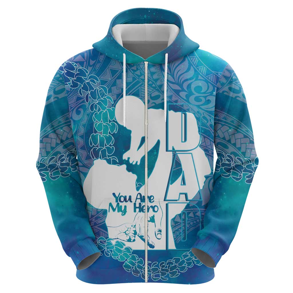 Turquoise Polynesia Father's Day Hoodie Dad You Are My Hero LT14 - Polynesian Pride