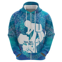 Turquoise Polynesia Father's Day Hoodie Dad You Are My Hero LT14 - Polynesian Pride
