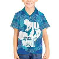 Turquoise Polynesia Father's Day Kid Hawaiian Shirt Dad You Are My Hero LT14 Kid Turquoise - Polynesian Pride