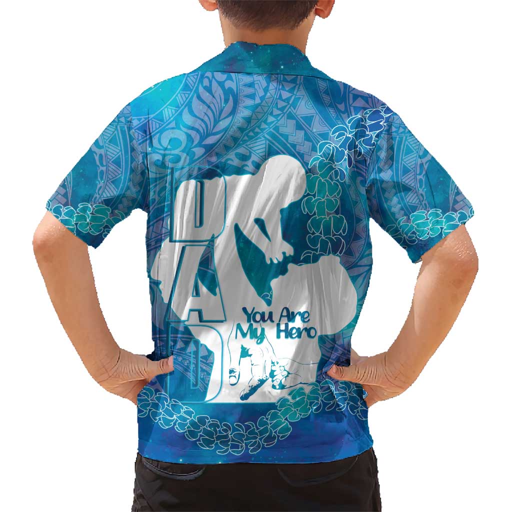 Turquoise Polynesia Father's Day Kid Hawaiian Shirt Dad You Are My Hero LT14 - Polynesian Pride