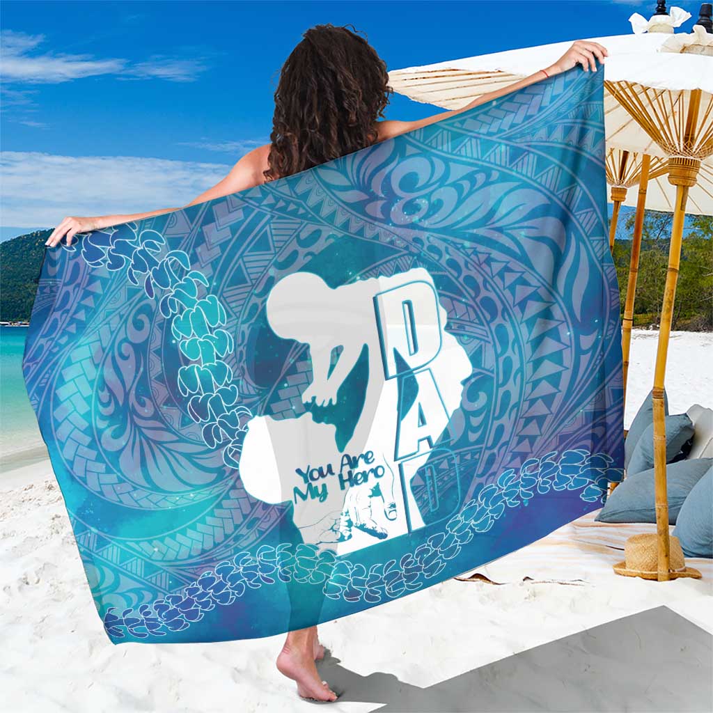 Turquoise Polynesia Father's Day Sarong Dad You Are My Hero LT14 One Size 44 x 66 inches Turquoise - Polynesian Pride