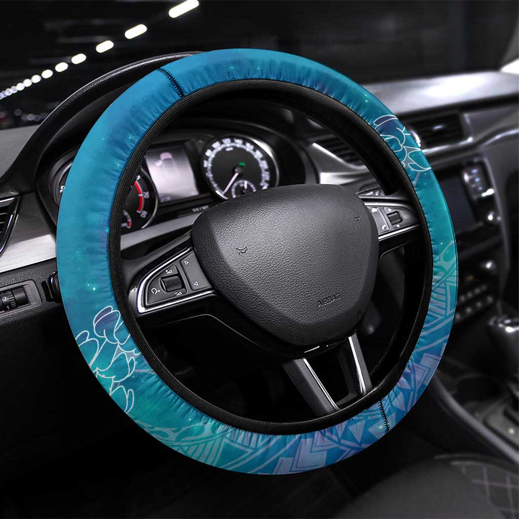 Turquoise Polynesia Father's Day Steering Wheel Cover Dad You Are My Hero LT14 Universal Fit Turquoise - Polynesian Pride
